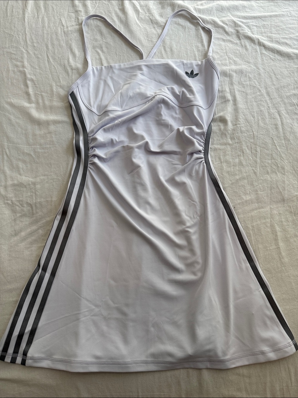 adidas White Mini Dress with Black Side Stripes